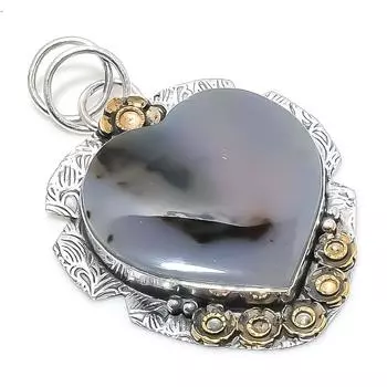 Натуральный ботсванский агат, двухцветный кулон из стерлингового серебра 925 пробы, 2,21 дюйма u9e05