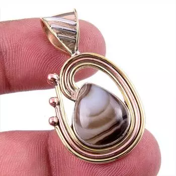 Натуральный ботсванский агат из стерлингового серебра 925 пробы, подарочный двухцветный кулон 1,50 дюйма w6L80