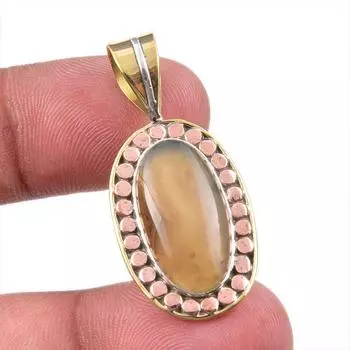 Натуральный ботсванский агат из стерлингового серебра 925 пробы, подарочный двухцветный кулон 1,50 дюйма Y2i85