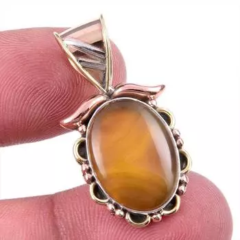 Натуральный ботсванский агат из стерлингового серебра 925 пробы, подарочный двухцветный кулон 1,25 дюйма O7q92