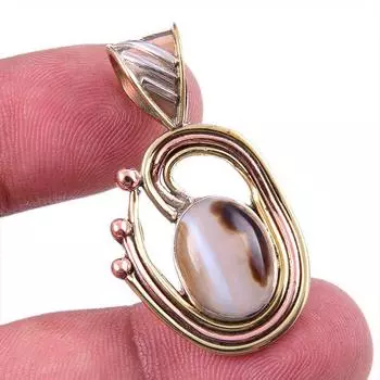 Натуральный ботсванский агат из стерлингового серебра 925 пробы, подарочный двухцветный кулон 1,50 дюйма p5F15