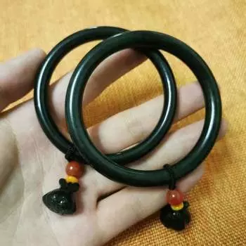 Натуральный браслет Hetian Qingyu, модный браслет с изумрудом и подвесками, женский подарок 54mm