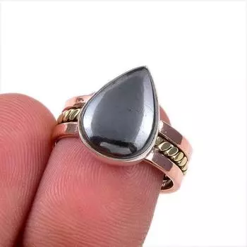 Натуральный бронзовый драгоценный камень 925 цельное серебро подарок двухцветное кольцо S.6 n9O20