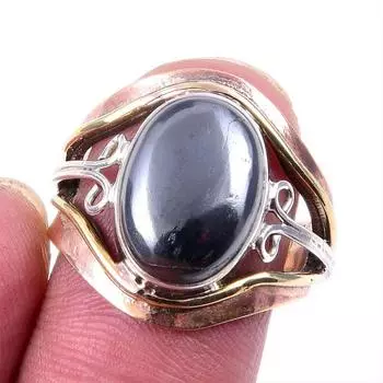 Натуральный бронзовый драгоценный камень, твердое серебро 925 пробы, ювелирные изделия, двухцветное кольцо, размер 6US P6n21