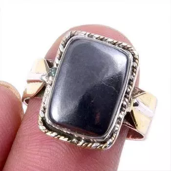 Натуральный бронзовый драгоценный камень, твердое серебро 925 пробы, ювелирные изделия, двухцветное кольцо, размер 9US A4Q62