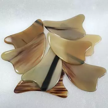 Натуральный бычий рог, доска Гуа Ша, скребок для гуаши, массажер для лица, подтяжка лица, скребок 1Pcs Random Color