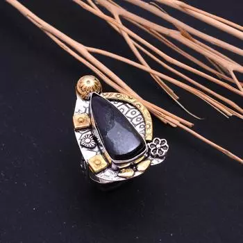 Натуральный чароит, двухцветное подарочное кольцо из стерлингового серебра 925 пробы, размер 7 j6P26