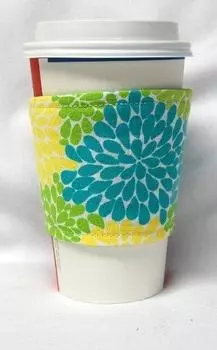 Натуральный чехол для чашки Mind Coffee Sleeve Coffee Cozy Cup Sleeve Handmade Teal Flower
