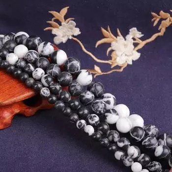 Натуральный черный и белый мраморный камень круглые свободные бусины 4/6/8/10/12 мм для изготовления ювелирных изделий 4mm 89pcs