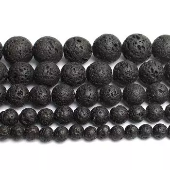 Натуральный черный лавовый камень, бусины, драгоценные камни, полудрагоценные камни, аксессуары для самостоятельного изготовления, 4/6/8/10/12 мм 8mm 46pcs