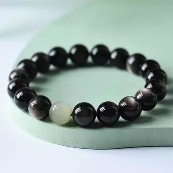 Натуральный черный обсидиановый камень браслет для женщин и мужчин способствует кровообращению, расслабляет тревогу, снижает вес, браслеты из бисера