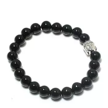 Натуральный черный оникс драгоценный камень манжета ручной работы регулируемый d1Z38