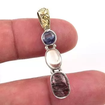 Натуральный черный рутил, цитрин, стерлинговое серебро 925 пробы, подарочный кулон 1,50 дюйма d7s66