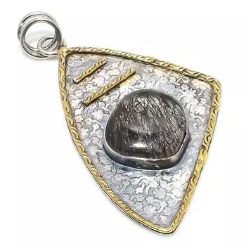 Натуральный черный рутил, двухцветный кулон из стерлингового серебра 925 пробы, 2,68 дюйма, h7v25