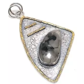Натуральный черный рутил, двухцветный кулон из стерлингового серебра 925 пробы, размер 2,84 дюйма, O8m81