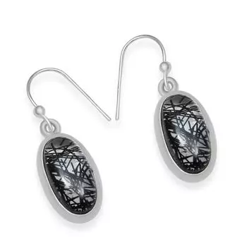 Натуральный черный рутиловый драгоценный камень, стерлинговое серебро 925 пробы, серьги ручной работы с подвесками для женщин и девочек