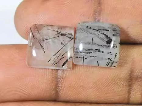 Натуральный черный рутиловый кварц восьмиугольный кабошон россыпью драгоценный камень 3 шт. лот 13X13MM RQ-1493