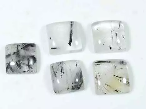 Натуральный черный рутиловый кварцевый восьмиугольный кабошон россыпью драгоценный камень 5 шт. лот 11X11MM RQ-1486