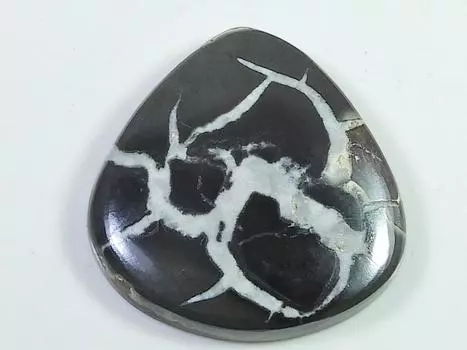 Натуральный черный септарный кабошон дизайнерский грушевидный драгоценный камень россыпью 30X31MM 50Cts. ЕТ-227