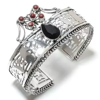 Натуральный черный шпинель, драгоценный камень, стерлинговое серебро 925 пробы, регулируемый браслет-манжета Z4e98