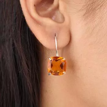 Натуральный цитрин Драгоценный камень 925 стерлинговое серебро Ювелирные изделия Ручной работы Женские серьги 1 EE-172-7