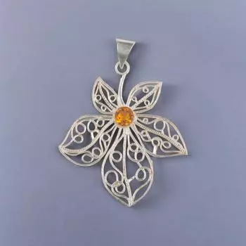 Натуральный цитрин драгоценный камень 925 стерлинговое серебро ювелирный кулон 2.29 с цепочкой CP-19-3