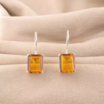 Натуральный Цитрин Драгоценный Камень 925 Стерлинговое Серебро Ювелирные Изделия Ручной Работы Серьги 1.06 EE-167-2