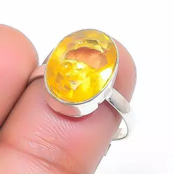 Натуральный цитрин драгоценный камень 925 стерлингового серебра ювелирное кольцо размер регулируемый P1J84