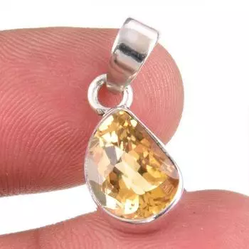 Натуральный цитрин, драгоценный камень ручной работы, стерлинговое серебро 925 пробы, подарочный кулон 1 дюйм, D3W16