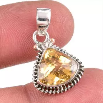 Натуральный цитрин, драгоценный камень ручной работы, стерлинговое серебро 925 пробы, подарочный кулон 1 дюйм c0M85