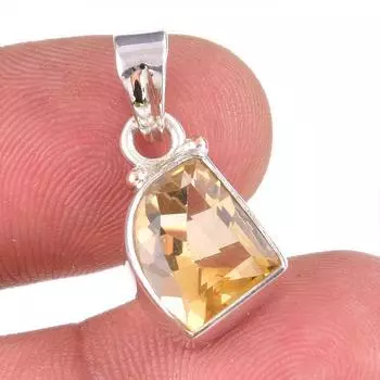 Натуральный цитрин, драгоценный камень ручной работы, стерлинговое серебро 925 пробы, подарочный кулон 1 дюйм, l4v39