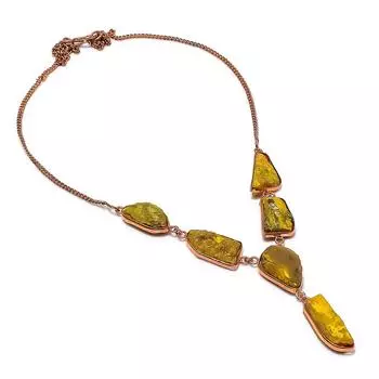 Натуральный цитрин необработанный драгоценный камень 925 стерлингового серебра ювелирное ожерелье 18 дюймов B5H27