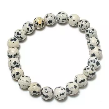 Натуральный далматинский яшмовый драгоценный камень, манжета ручной работы, регулируемая A1j13