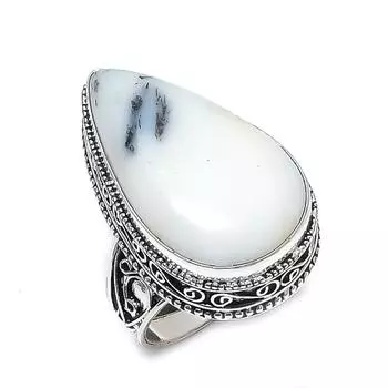 Натуральный дендрит опал драгоценный камень 925 стерлингового серебра ювелирное кольцо размер 11 c7f21