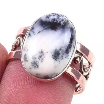 Натуральный дендрит опал драгоценный камень 925 стерлингового серебра двухцветное подарочное кольцо S.7 v3W29