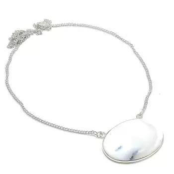 Натуральный дендрит опал драгоценный камень 925 стерлингового серебра ювелирное ожерелье 18 дюймов B4m71