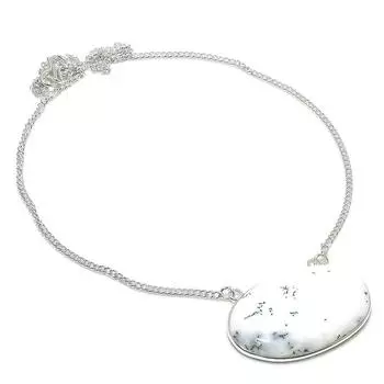 Натуральный дендрит опал драгоценный камень 925 стерлингового серебра ювелирное ожерелье 18 a2h98