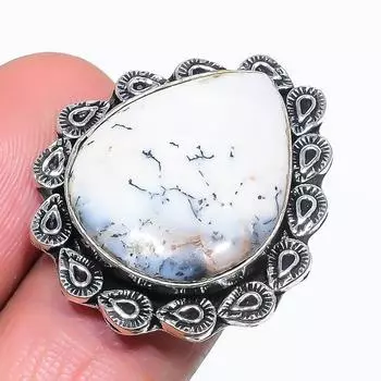 Натуральный дендрит опал драгоценный камень 925 стерлингового серебра ювелирное кольцо размер 8 c6M33