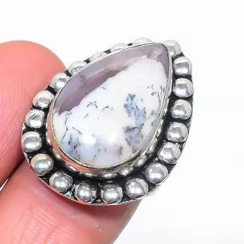 Натуральный дендрит опал драгоценный камень 925 стерлингового серебра ювелирное кольцо размер 7 Y8A43