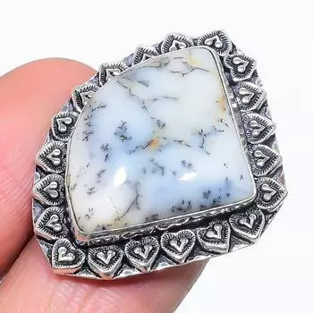 Натуральный дендрит опал драгоценный камень 925 стерлингового серебра ювелирное кольцо размер 6.5 z3h04