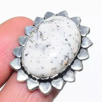 Натуральный дендрит опал драгоценный камень 925 стерлингового серебра ювелирное кольцо размер 7 N1B57