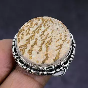 Натуральный дендритный драгоценный камень псиломелан из стерлингового серебра 925 пробы, размер кольца 9 L5t14