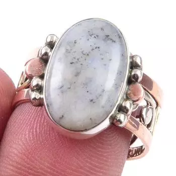 Натуральный дендритный опал, двухцветное кольцо из стерлингового серебра 925 пробы, размер 8,5 w9N41
