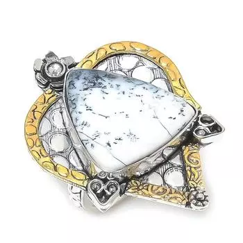 Натуральный дендритный опал, двухцветное кольцо из стерлингового серебра 925 пробы, размер 8 Z6y14