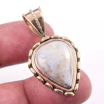 Натуральный дендритный опал из чистого серебра 925 пробы, подарочный двухцветный кулон 1,50 дюйма O0f96