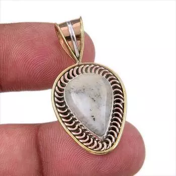 Натуральный дендритный опал из стерлингового серебра 925 пробы, подарочный двухцветный кулон 1,50 дюйма S2K47