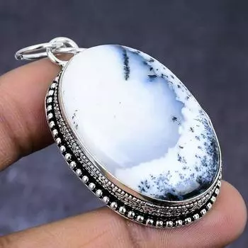 Натуральный дендритовый опал, драгоценный камень 925 пробы, серебряный ювелирный кулон 2,25 дюйма b9K33