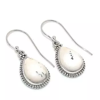 Натуральный дендритовый опал, драгоценный камень, стерлинговое серебро 925 пробы, подарочные серьги, 1,25 дюйма, r6b94