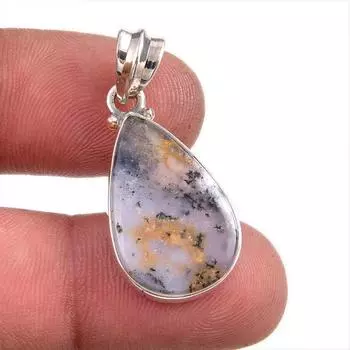 Натуральный дендритовый опал, драгоценный камень, стерлинговое серебро 925 пробы, подарочная подвеска, 1,5 дюйма, f3d87