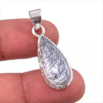 Натуральный дендритовый опал, драгоценный камень, стерлинговое серебро 925 пробы, подарочная подвеска, 1,5 дюйма, J2S88